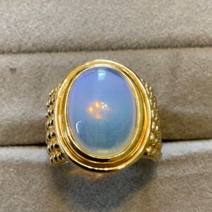 Elegant Gold Toned Sterling Silver Moonstone Ring